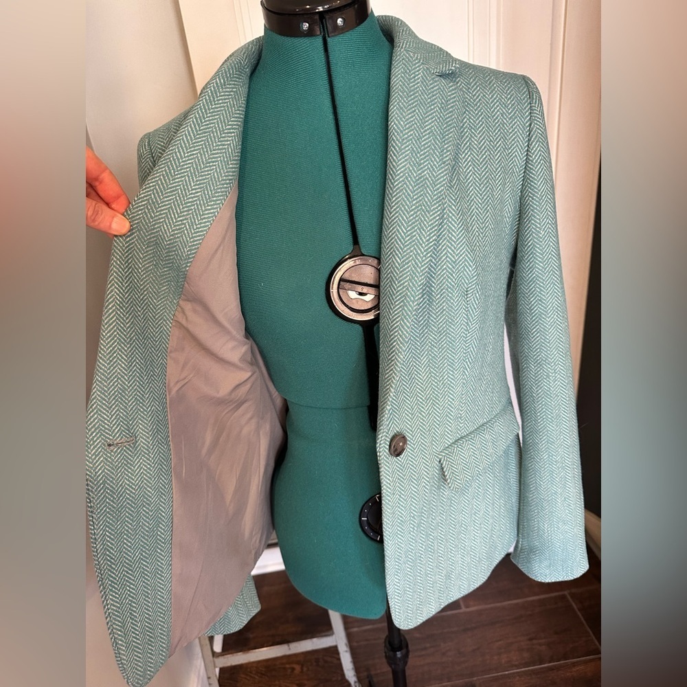 LOFT Blazer teal and grey size 2 - Picture 3 of 8